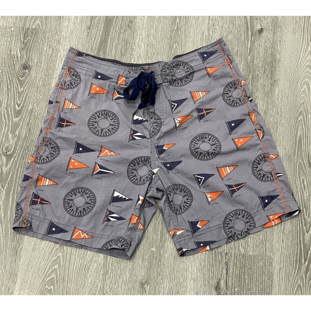 Reyn Spooner Swim Trunks Flags Print Board Shorts Bathing Suit Pool Surf Men 34